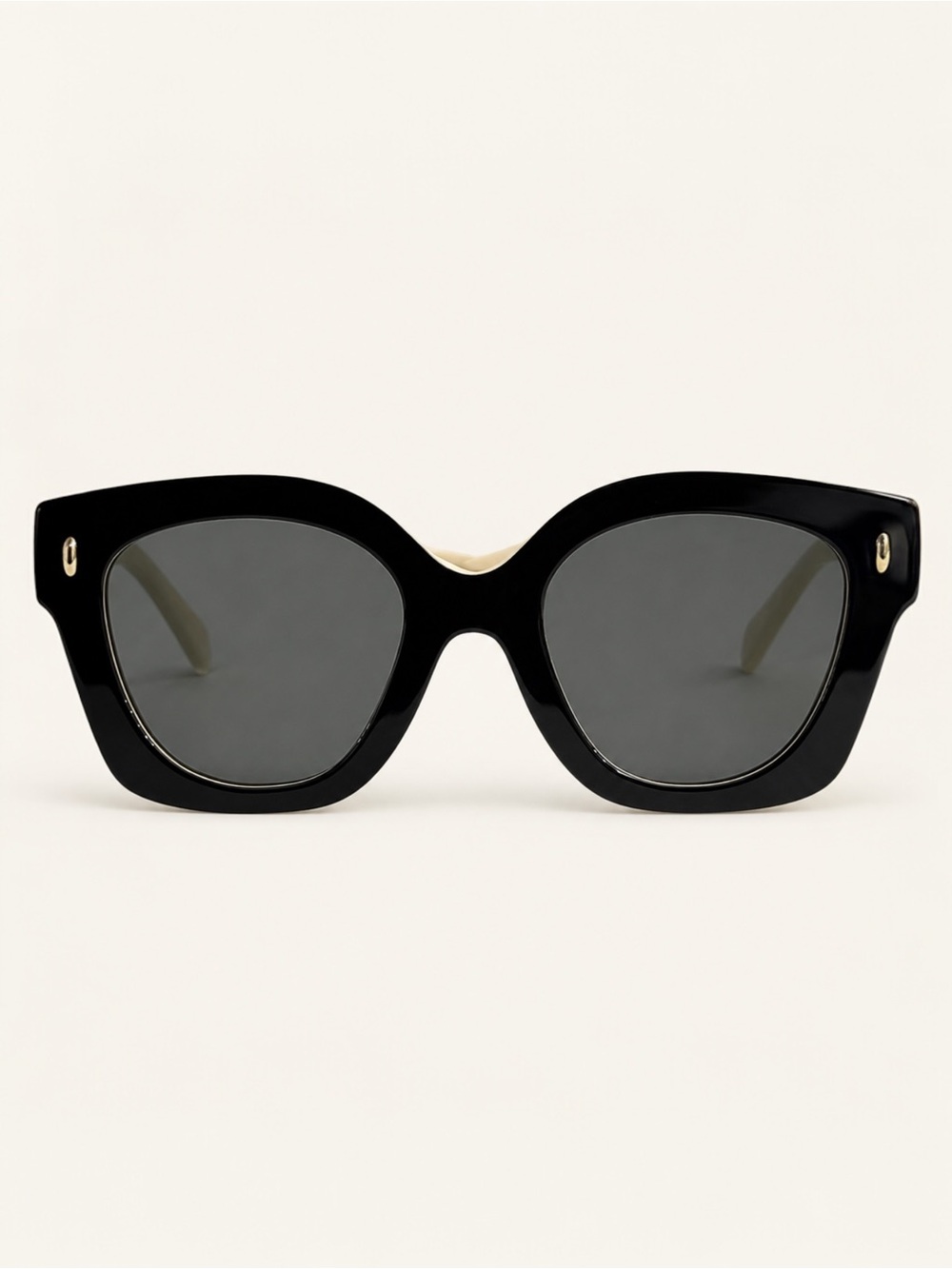 Tory Burch TY7201U Oversized Square Cat Eye Sunglasses Black Ivory 49mm Case